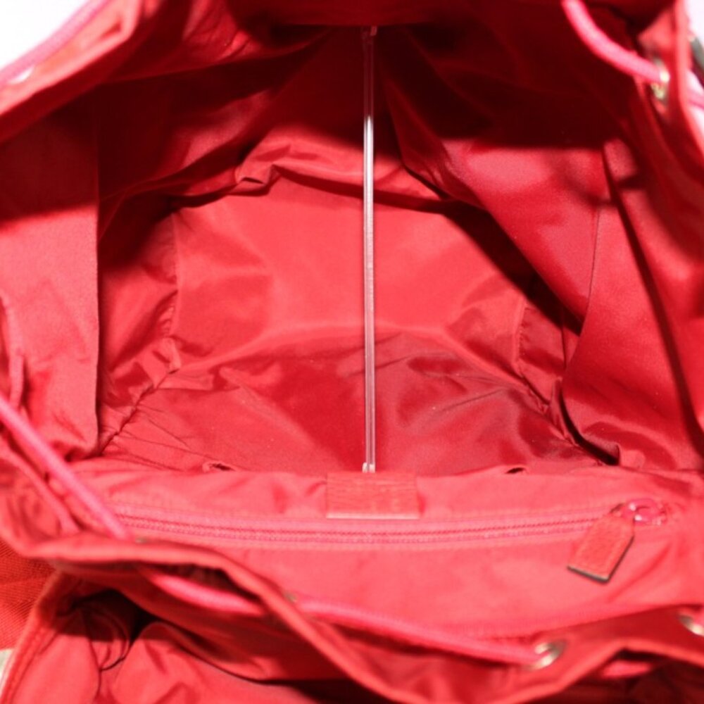 Gucci Red GG Nylon Backpack Leather Trim Authentic Designer Bag - Picture 12 of 16